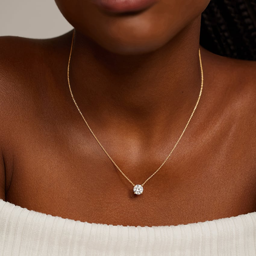 Ethically sourced diamond solitaire necklace with prong setting and cable chain