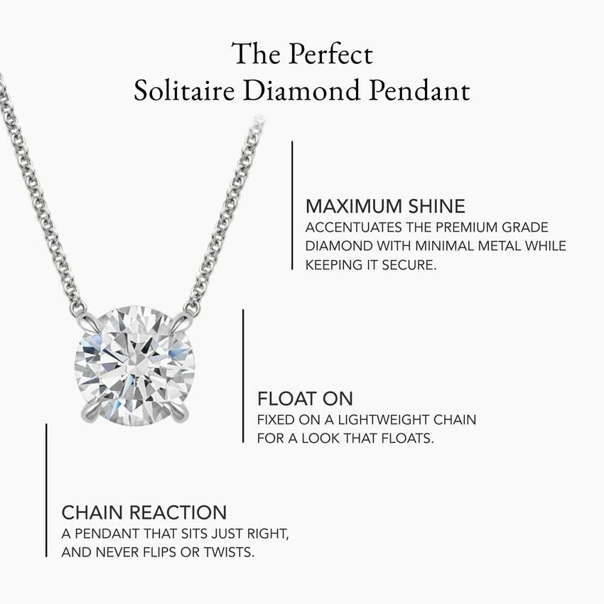Ethically sourced diamond solitaire necklace with prong setting and cable chain