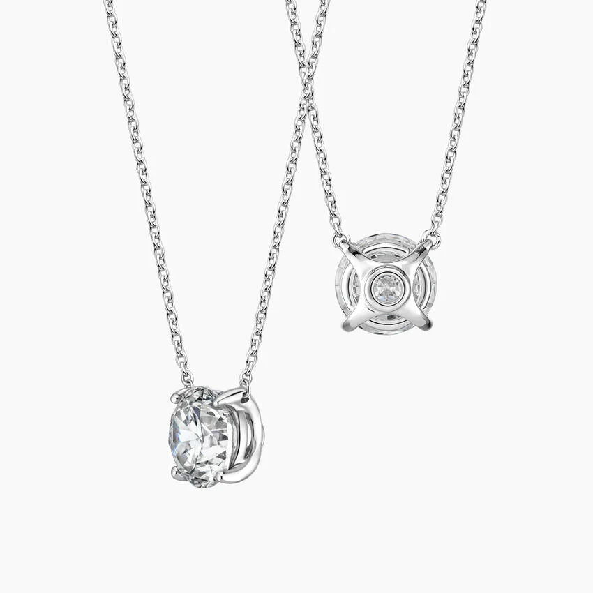 Ethically sourced diamond solitaire necklace with prong setting and cable chain