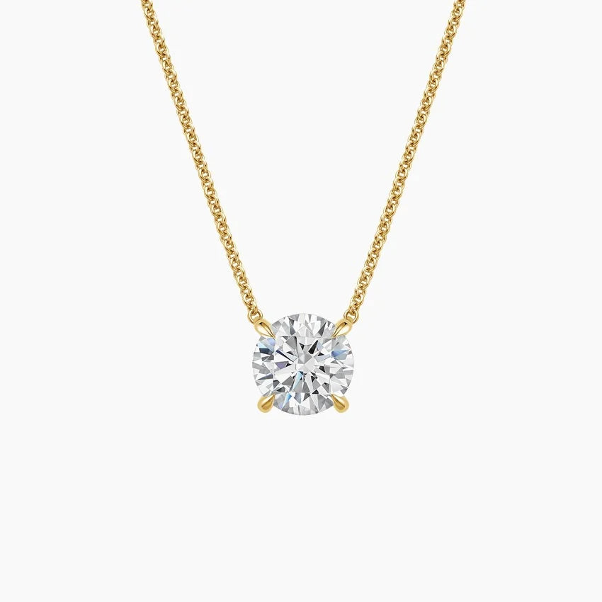 Ethically sourced diamond solitaire necklace with prong setting and cable chain