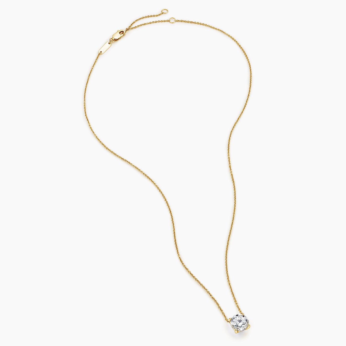 Ethically sourced diamond solitaire necklace with prong setting and cable chain